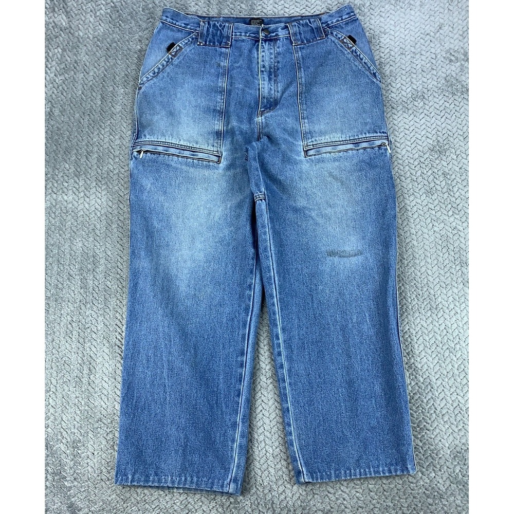 MAC Sport Jeans 38x32 (Fits 36x28) Baggy Wide Zippers Street Faded Stained Y2K